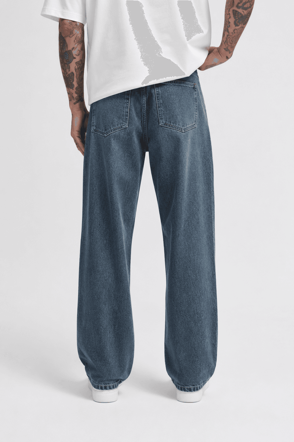 Ice Wash Dark Blue Baggy Pants