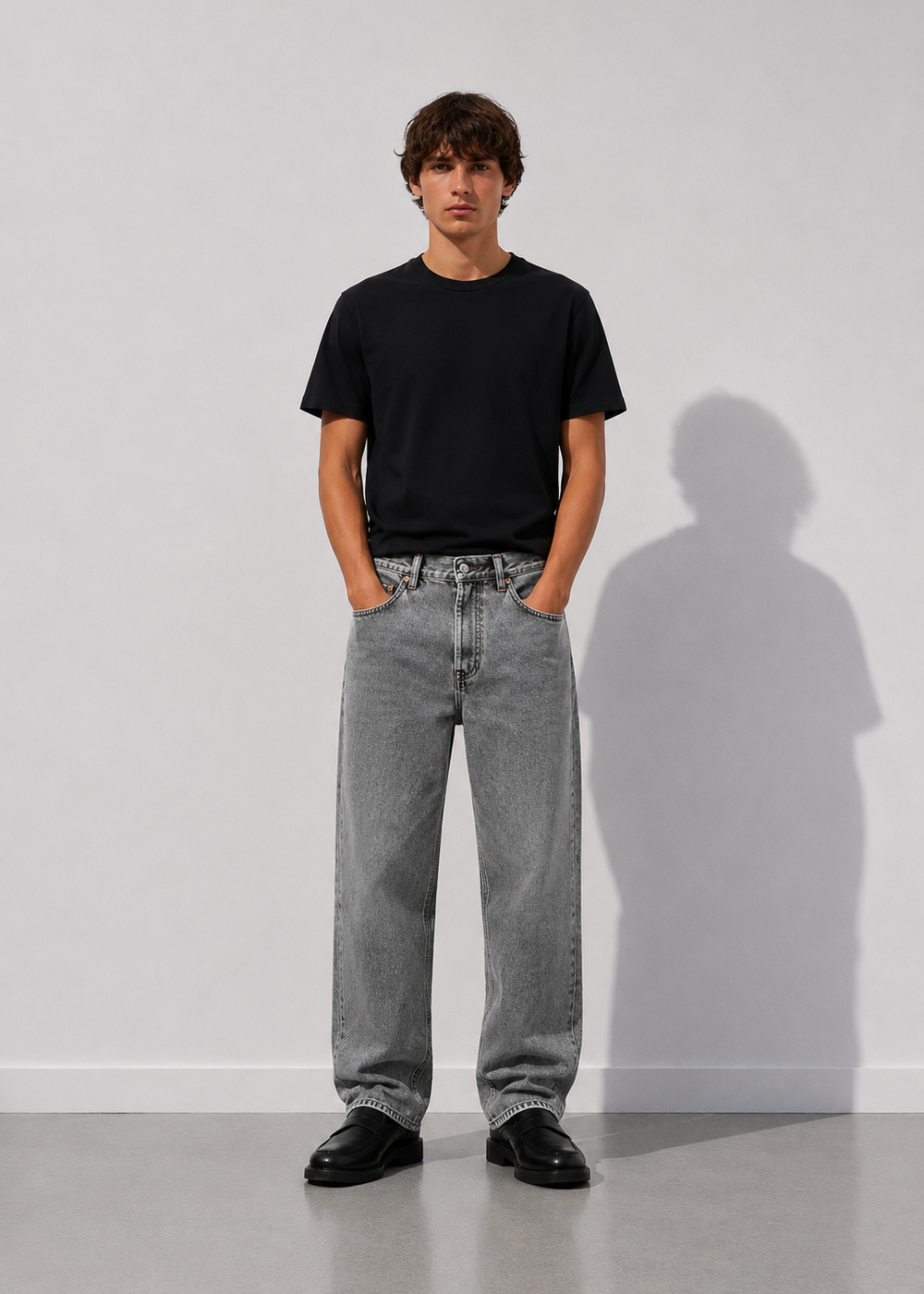 Ice Wash Baggy Denim – Grey