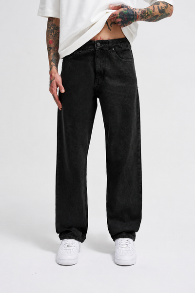 Dark Wash Black Baggy Jeans