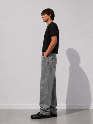 Ice Wash Baggy Denim – Grey